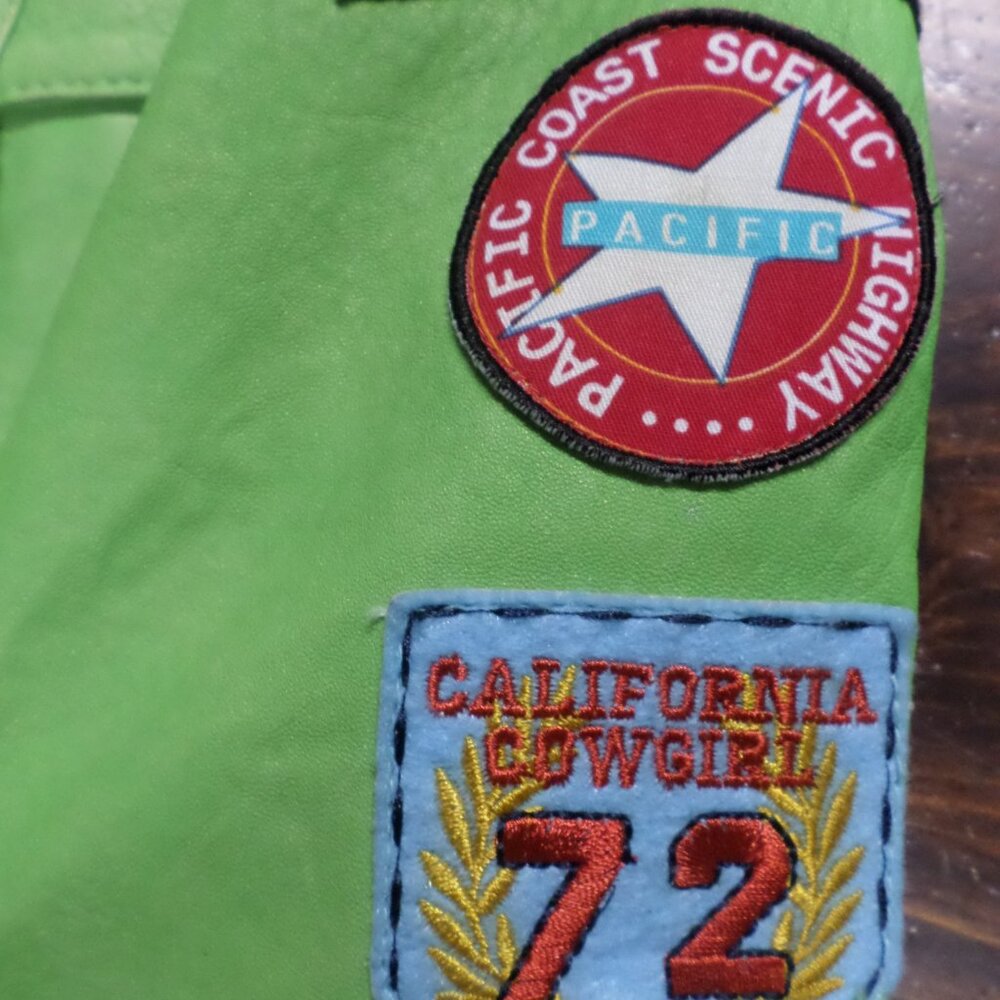 DOUBLE D RANCH LEATHER BIKER JACKET California Logo Patches - Picture 12 of 15